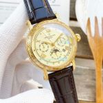 Swiss Replica Patek Philippe Complications Carved Gold Case 9100 Automatic Watch